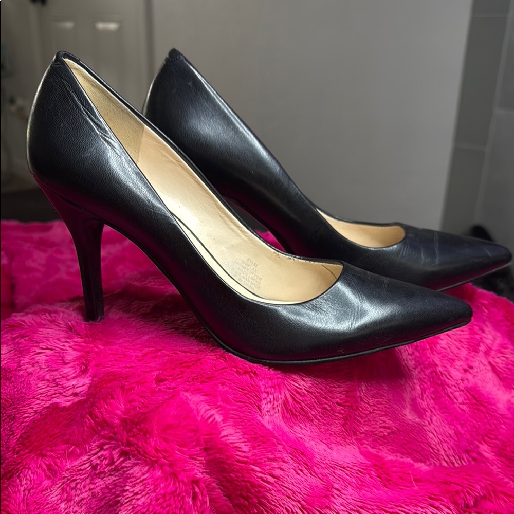 Nine West Black Leather Heels